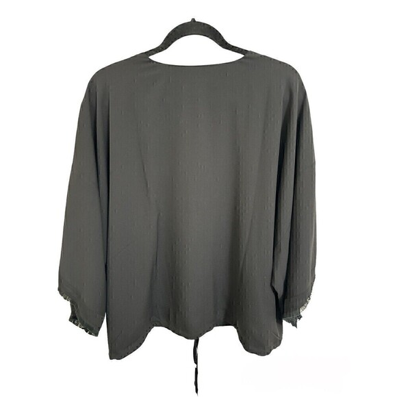 NEW Chicos Blouse Size XL Womens Bohemian Patchwork Zipper Front Top 3/4 Sleeve - Picture 2 of 6